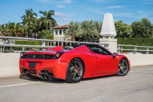 red ferrari 458 italia rear right side view