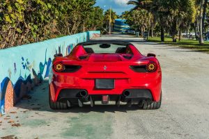red ferrari 488 rear view