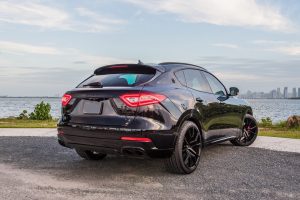 black maserati levante rear right side view