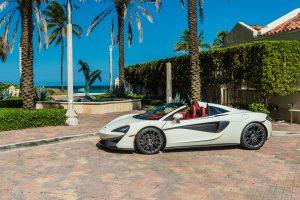 white mclaren 570s side view