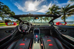 red lamborghini huracán evo front interior