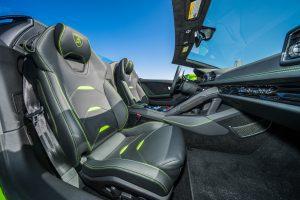 green lamborghini huracán evo passenger seat