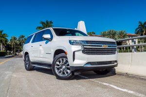 white chevy suburban right side view