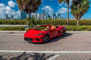 red corvette c8 front view