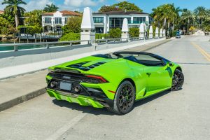 green lamborghini huracán evo rear view