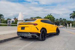 yellow Lamborghini Urus available for rent in Miami