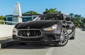 black maserati ghibli front view