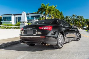 black maserati ghibli back view