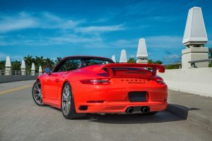 red porsche 911 carrera s (991) back view