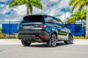 back view of range rover sport in Miami beach