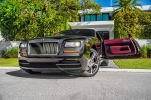 black rolls royce wraith front view door open