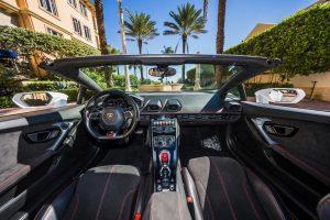 white lamborghini huracán evo front interior