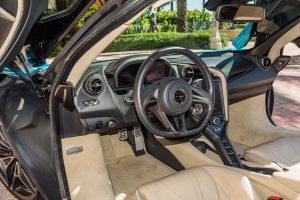 blue mclaren 720s cream interior wheel