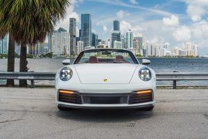 white porsche 911 carrera s (992) front view