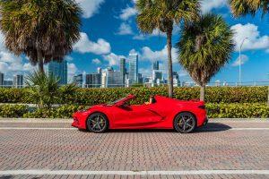 red corvette c8 side view top off