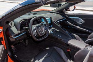 orange corvette c8 driver seat