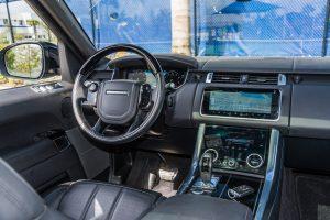 grey metallic range rover sport center console