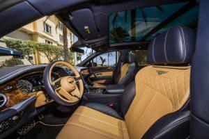 blue bentley bentayga driver seat