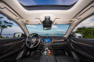black maserati levante front interior