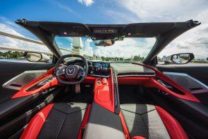 silver corvette c8 red front interior