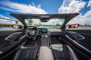 orange corvette c8 front interior