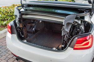 white bmw 440i trunk space