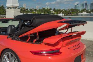 red porsche 911 carrera s (991) back view