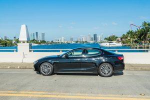 black maserati ghibli side view