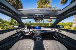 black mercedes benz s550 sedan front interior
