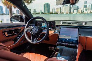 black mercedes benz s580 sedan center console