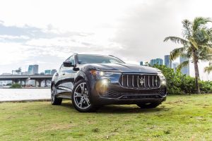 Maserati Levante Q4 rental front right view located in Miami Beach